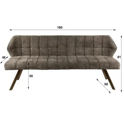 WoonStijl Eetkamerbank raster 180 Hoven taupe-bruin frame
