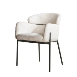 WoonStijl Eetkamerstoel Boucle ronde rug Curva wit