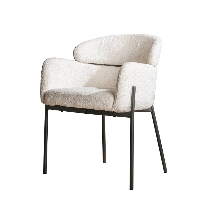 WoonStijl Eetkamerstoel Boucle ronde rug Curva wit