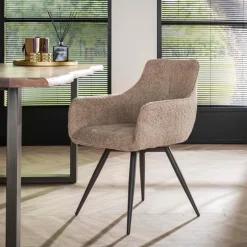 WoonStijl Eetkamerstoel Draaibaar Boucle zand