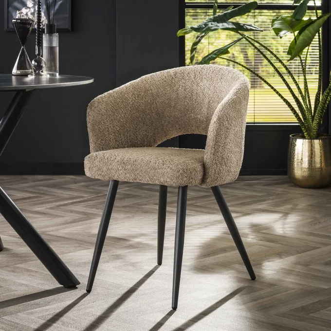 WoonStijl Eetkamerstoel Salon Boucle zandkleur