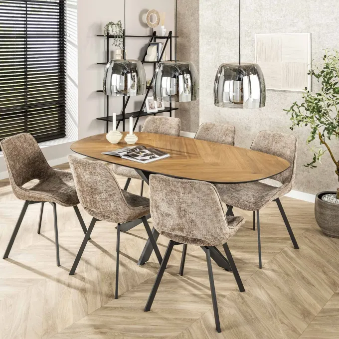 WoonStijl Eetkamerstoel Swivel - Rich champagne