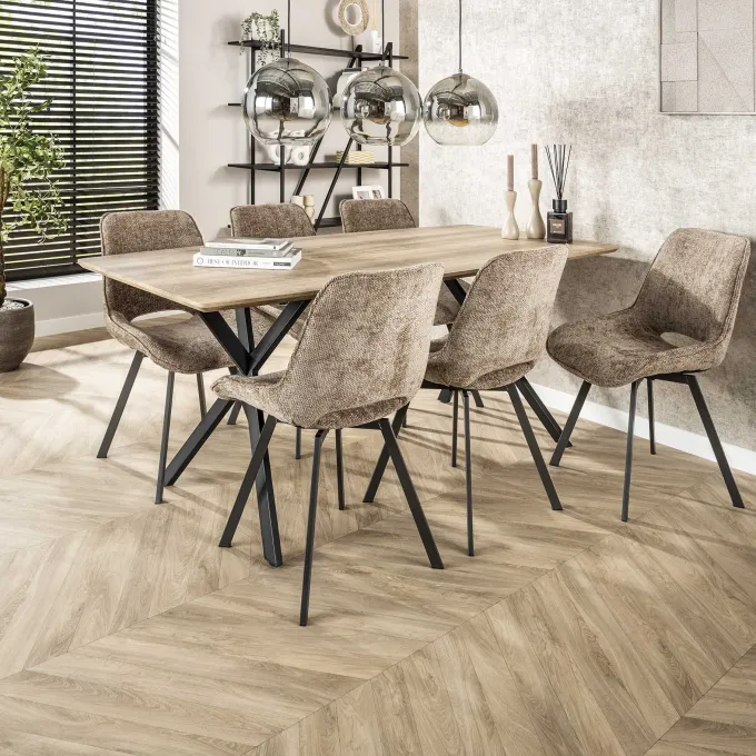 WoonStijl Eetkamerstoel Swivel - Rich champagne