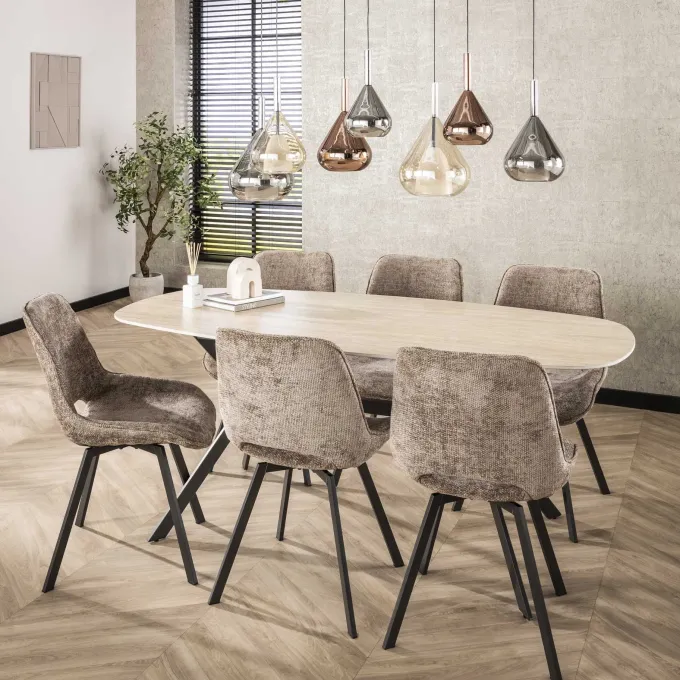WoonStijl Eetkamerstoel Swivel - Rich champagne