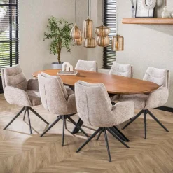 WoonStijl Eetkamertafel 215 Cliff ovale buis mango