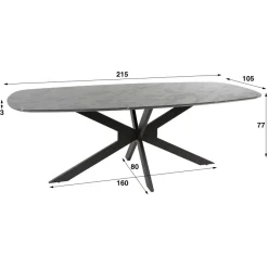 WoonStijl Eetkamertafel 215 deens ovaal zwart bruin