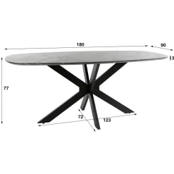 WoonStijl Eetkamertafel 180 deens ovaal zwart bruin