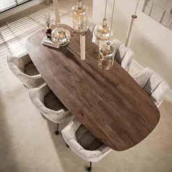 WoonStijl Eettafel Arcadia deens ovaal 240cm Massief acacia bruin