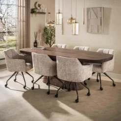 WoonStijl Eettafel Arcadia deens ovaal 240cm Massief acacia bruin
