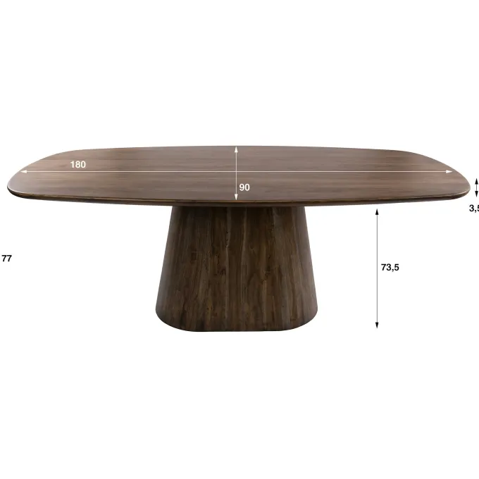 WoonStijl Eettafel Central deens ovaal 180 cm acacia bruin