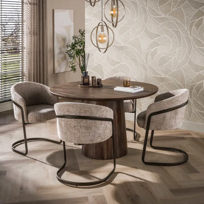 WoonStijl Eettafel Central rond Ø130 cm acacia bruin