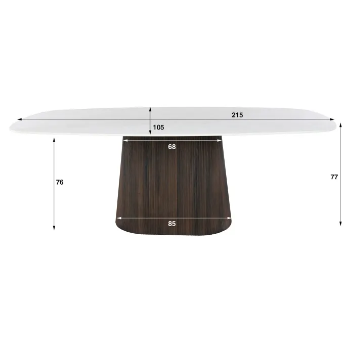 WoonStijl Eettafel Ceramo Centro deens ovaal 215cm Taj Mahal