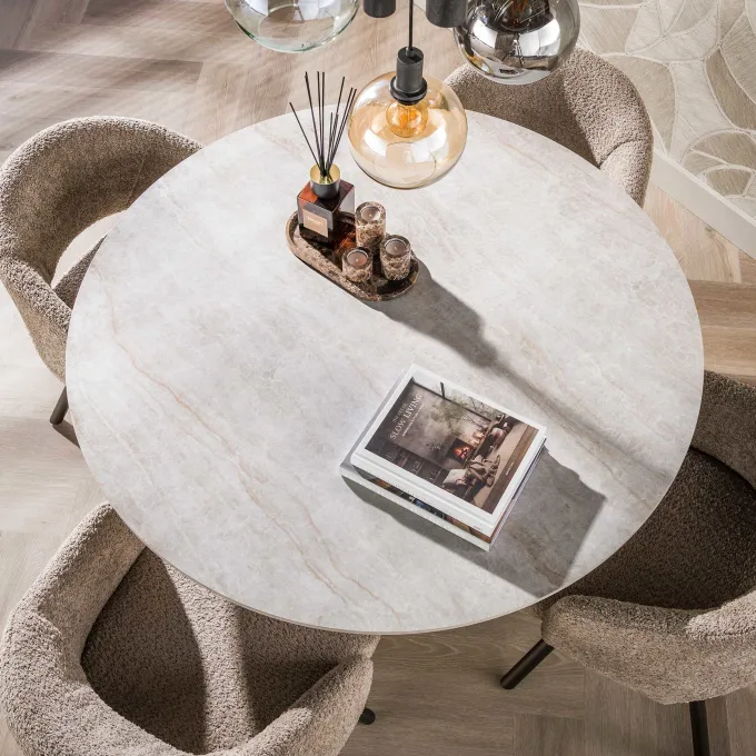 WoonStijl Eettafel Ceramo Centro rond Ø120cm Taj Mahal