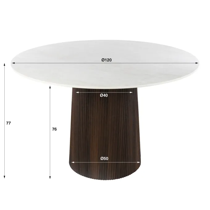 WoonStijl Eettafel Ceramo Centro rond Ø120cm Taj Mahal