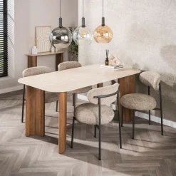 WoonStijl Eettafel Romano Curvo 180 cm Keramiek travertin