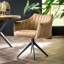 WoonStijl Eettafelstoel Cinema draaibaar champagne velvet
