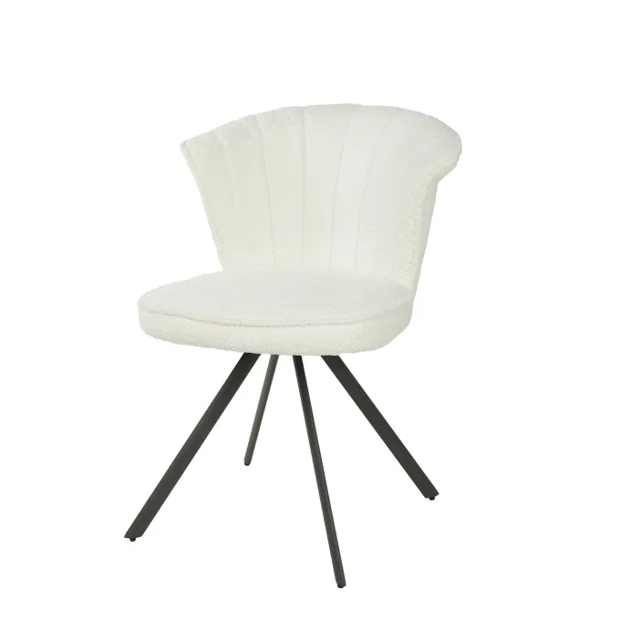 WoonStijl Eettafelstoel halfronde rug spring boucle wit - Set van 2 stoelen