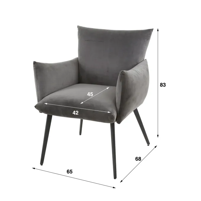 WoonStijl Eettafelstoel Lobby velvet antraciet