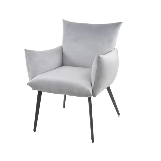 WoonStijl Eettafelstoel Lobby velvet zilverkleurig