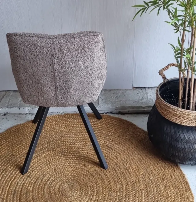 WoonStijl Eettafelstoel Plooi Boucle taupe