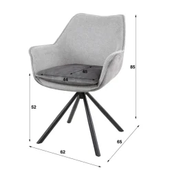 WoonStijl Eettafelstoel two-tone draaibaar zilverkleurig mix