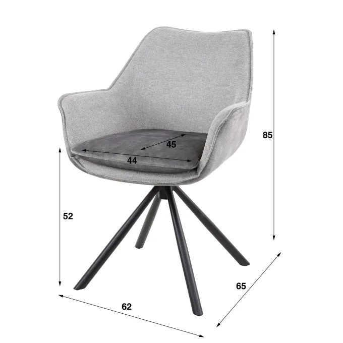 WoonStijl Eettafelstoel two-tone draaibaar zilverkleurig mix