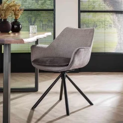 WoonStijl Eettafelstoel two-tone draaibaar zilverkleurig mix
