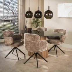 WoonStijl Eettafel Tinto Centro deens ovaal 180cm Brons glas