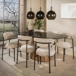 WoonStijl Eettafel Tinto Centro deens ovaal 180cm Brons glas