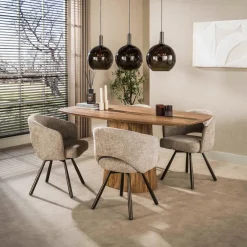 WoonStijl Eettafel Wave Centro Deens ovaal 180cm Massief mango zand