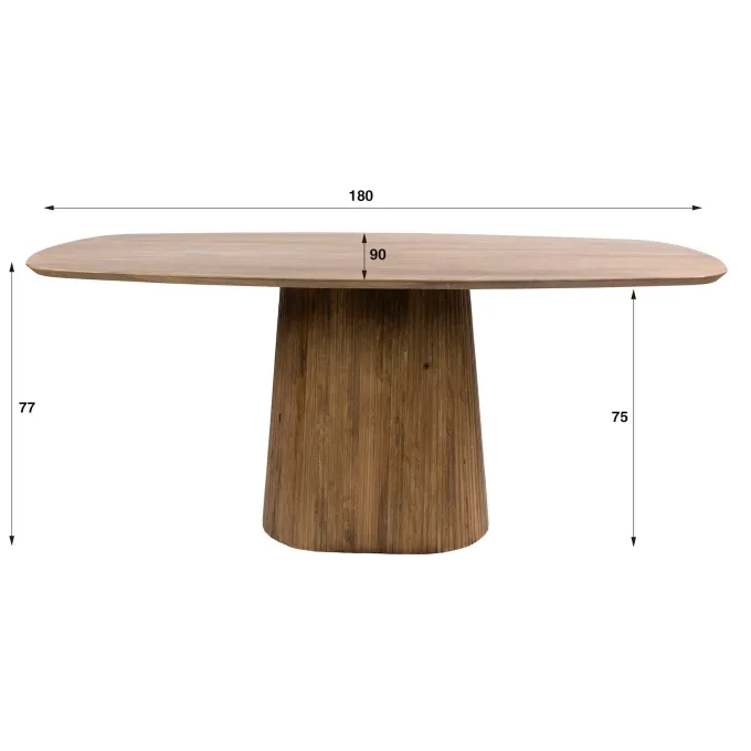 WoonStijl Eettafel Wave Centro Deens ovaal 180cm Massief mango zand