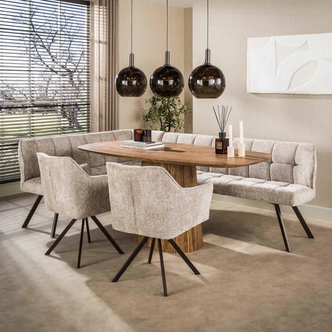 WoonStijl Eettafel Wave Centro Deens ovaal 180cm Massief mango zand