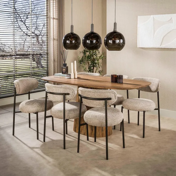 WoonStijl Eettafel Wave Centro Deens ovaal 180cm Massief mango zand