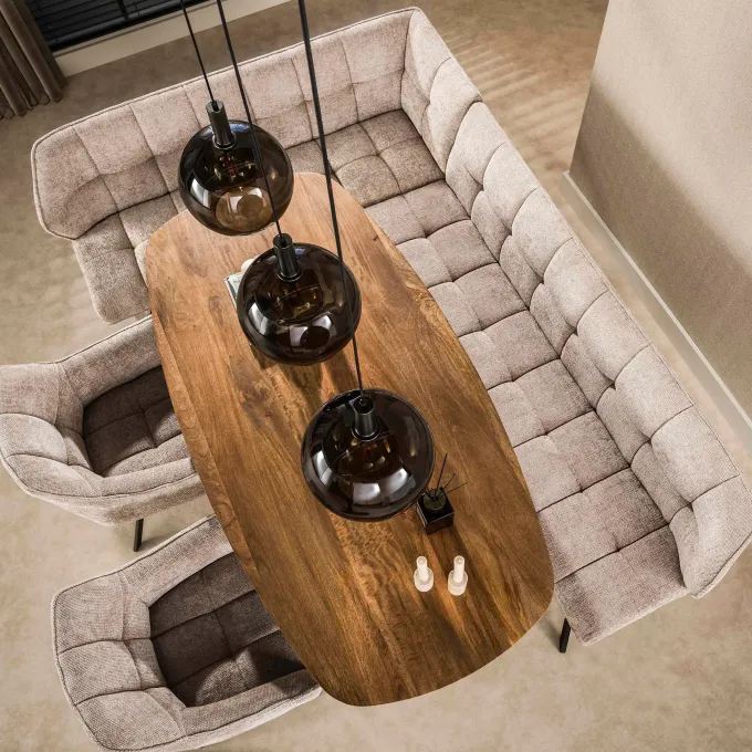WoonStijl Eettafel Wave Centro Deens ovaal 180cm Massief mango zand