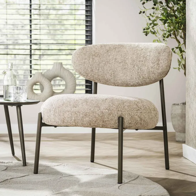 WoonStijl Fauteuil Round - Tissee cargo zandkleur