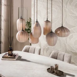 WoonStijl Hanglamp Altura 4+3-lichts Sienna bruin-frosted