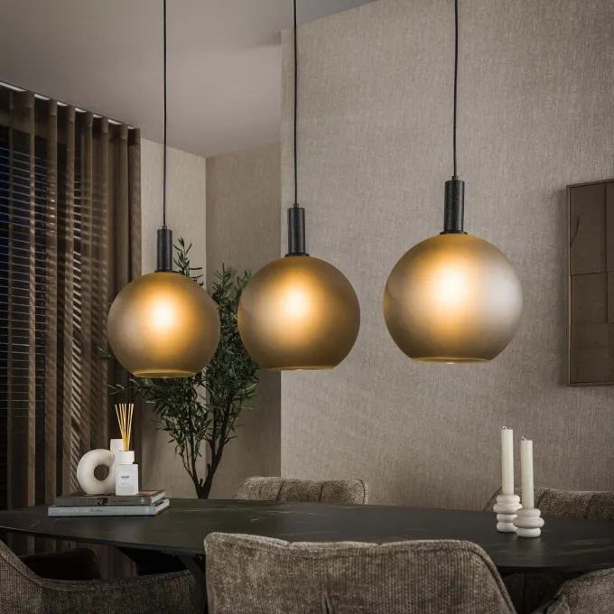 WoonStijl Hanglamp Bubble Frosted 3-lichts grijs