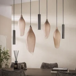 WoonStijl Hanglamp Cocoon pendel 4+3-lichts Sienna bruin-frosted
