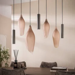WoonStijl Hanglamp Cocoon pendel 4+3-lichts Sienna bruin-frosted