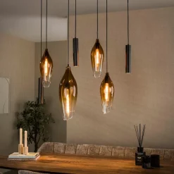 WoonStijl Hanglamp Cocoon pendel 4+3-lichts Sienna bruin-shaded