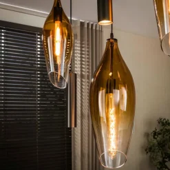 WoonStijl Hanglamp Cocoon pendel 4+3-lichts Sienna bruin-shaded