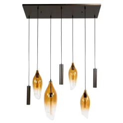 WoonStijl Hanglamp Cocoon pendel 4+3-lichts Sienna bruin-shaded