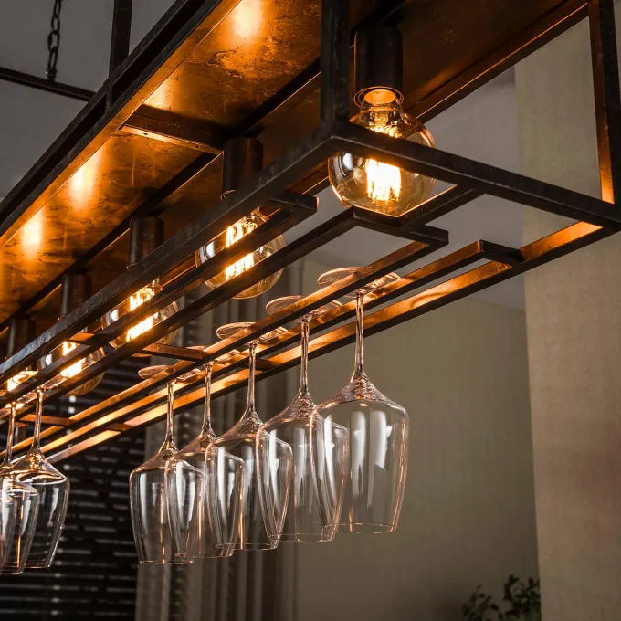 WoonStijl Hanglamp Decorate 6-lichts urban bruin