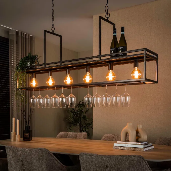 WoonStijl Hanglamp Decorate 6-lichts urban bruin