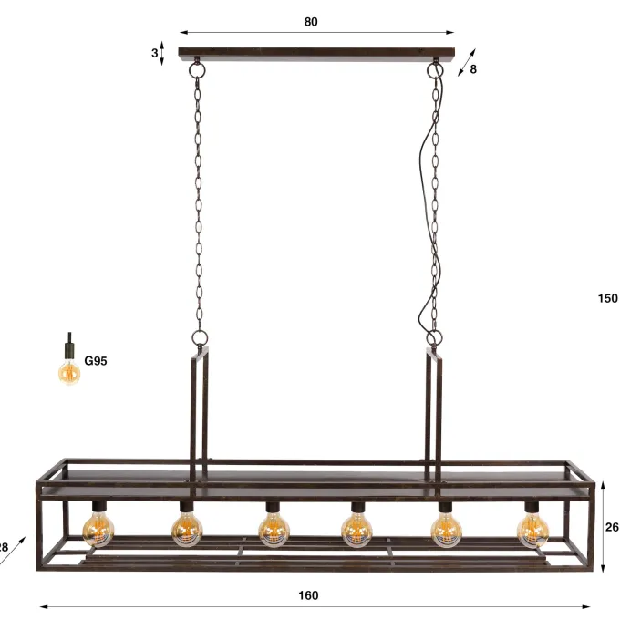 WoonStijl Hanglamp Decorate 6-lichts urban bruin
