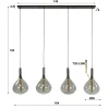 WoonStijl Hanglamp Drop smoke glass met 4 lampen