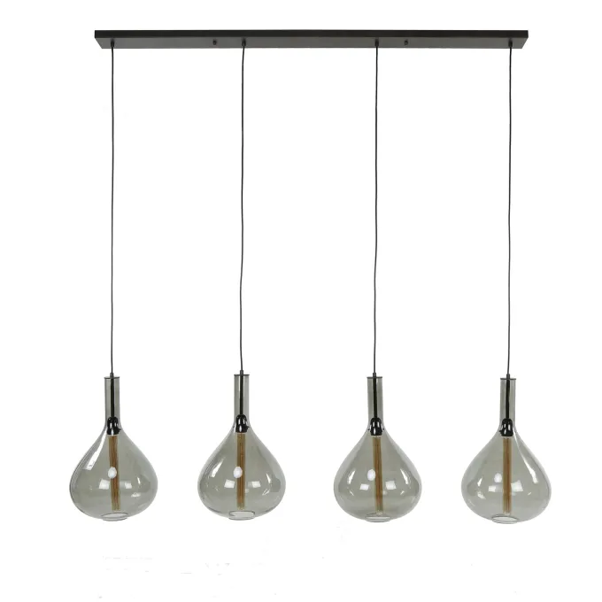 WoonStijl Hanglamp Drop smoke glass met 4 lampen