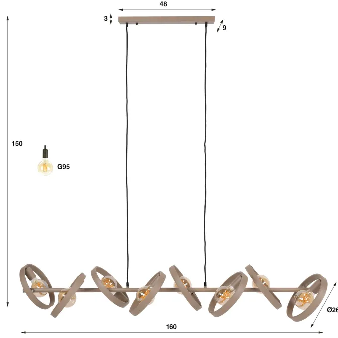 WoonStijl Hanglamp Hover 8-lichts beige