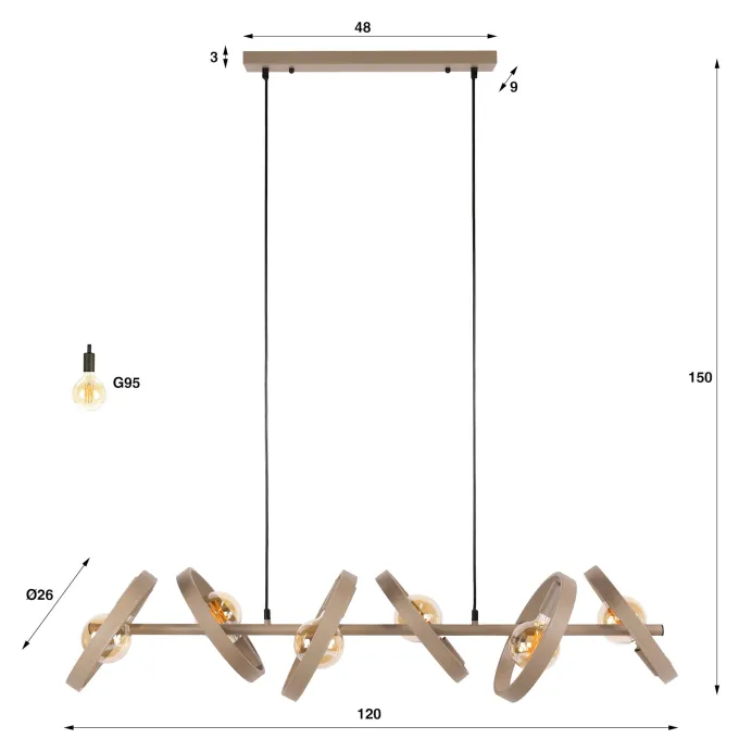 WoonStijl Hanglamp Hover 6-lichts beige