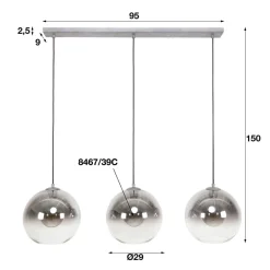 WoonStijl Hanglamp 3L bubble shaded